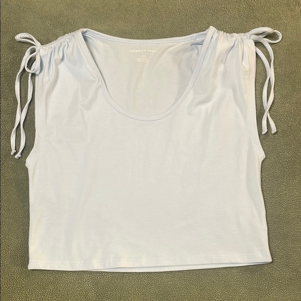 American Eagle Crop Top Tank Style with drawstring cinched shoulders - Large